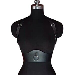 Women Gothic Black Leather Body Harness